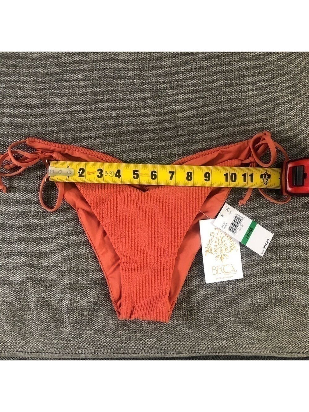WOMEN’S BECCA Beccaswim Pucker Up Tie Side Swim Bottom Swimwear L Ginger - Picture 16 of 16